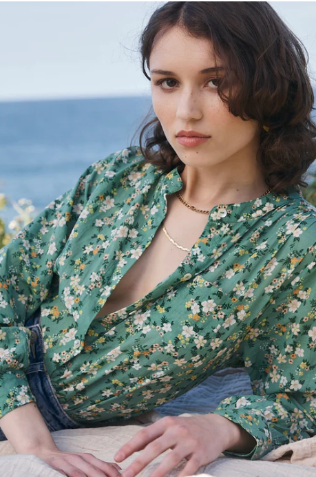 Amy Blouse Green Floral